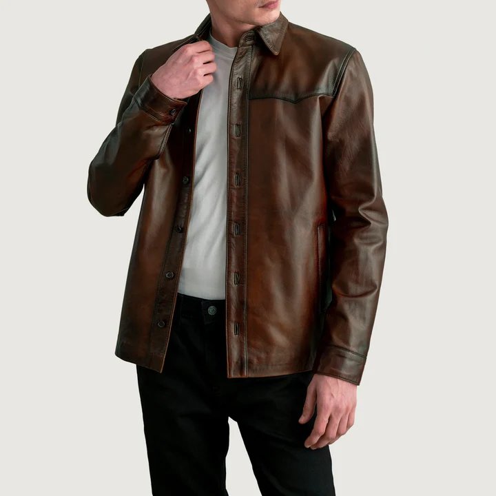 Bronco Black Leather Shirt