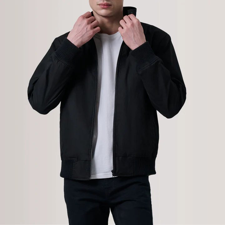 Morrison Black Canvas Bomber Jacket