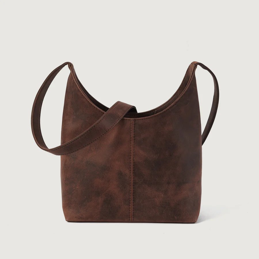 The Stefani Vintage Distressed Brown Leather Hobo Bag
