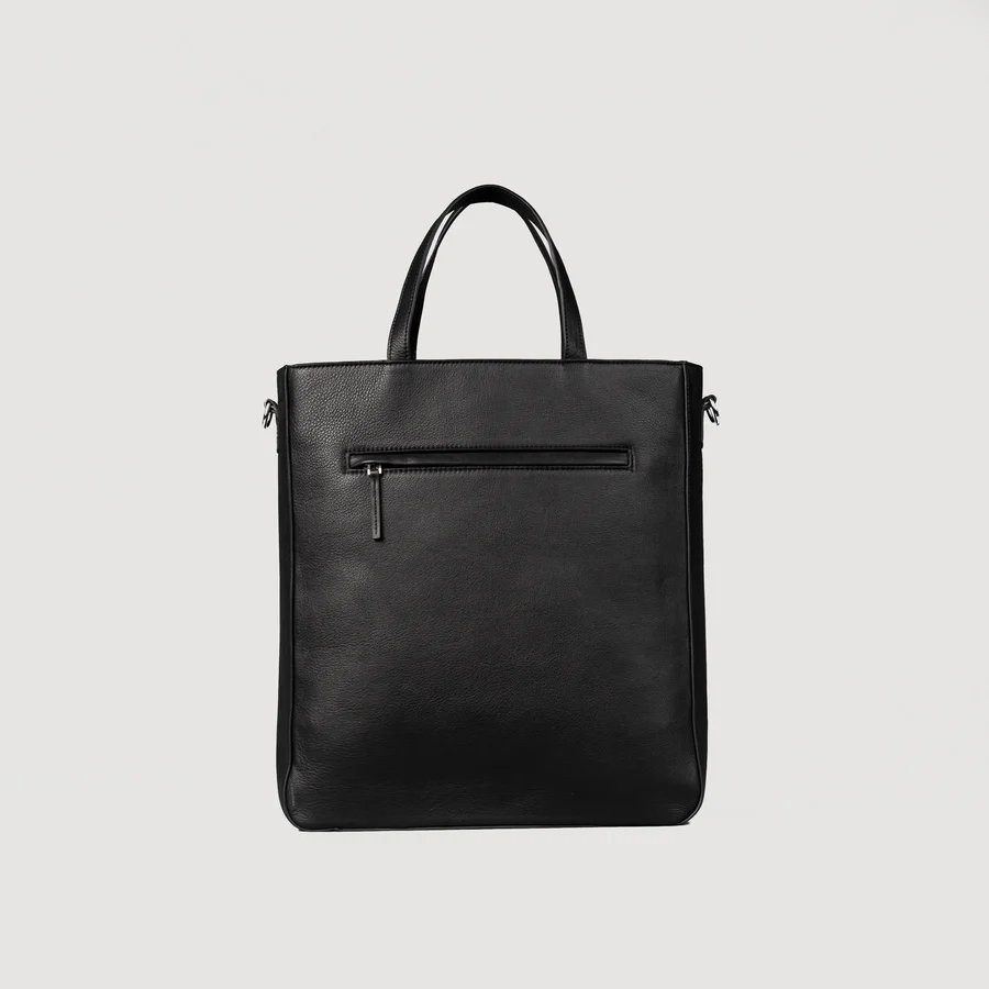 The Poet Black Leather Tote Bag