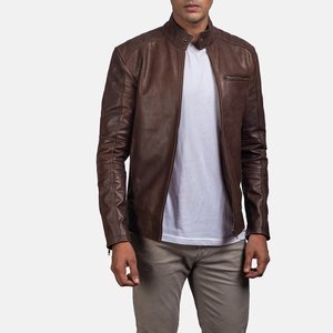  Dean Brown Leather Biker Jacket