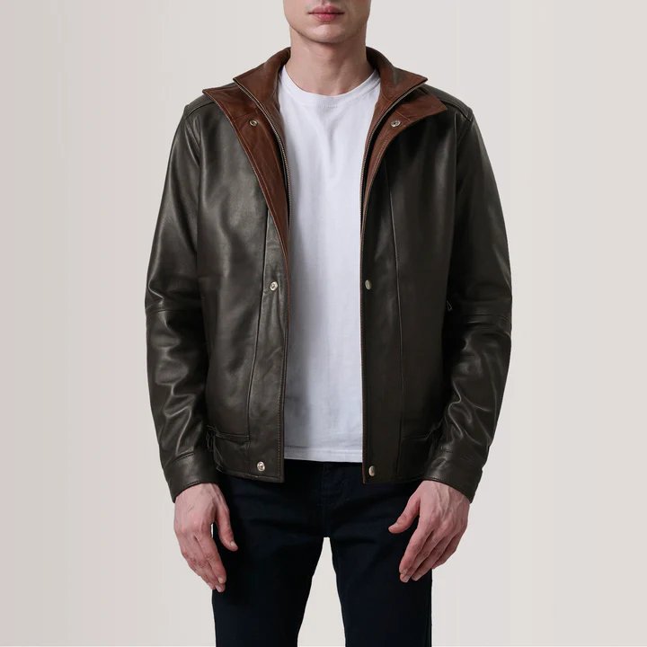 Alfred Brown Leather Bomber Jacket